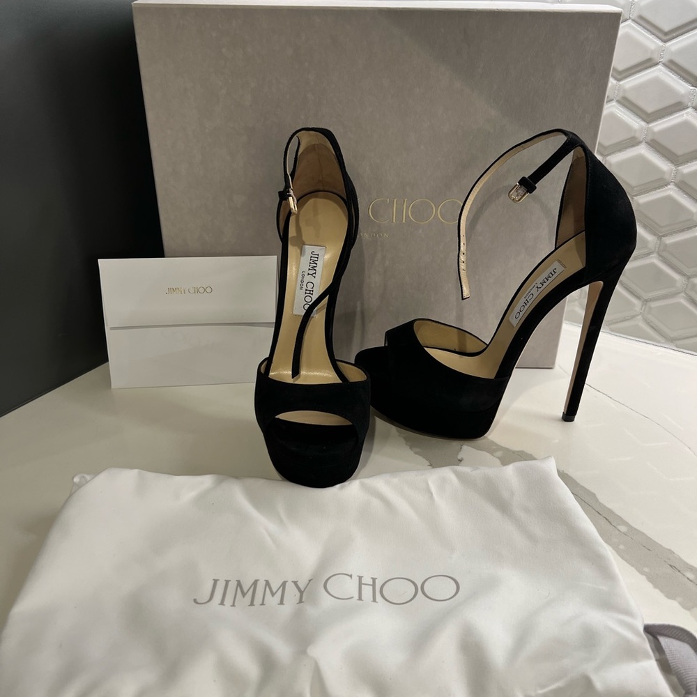Jimmy Choo Elegant Black Suede Platforms